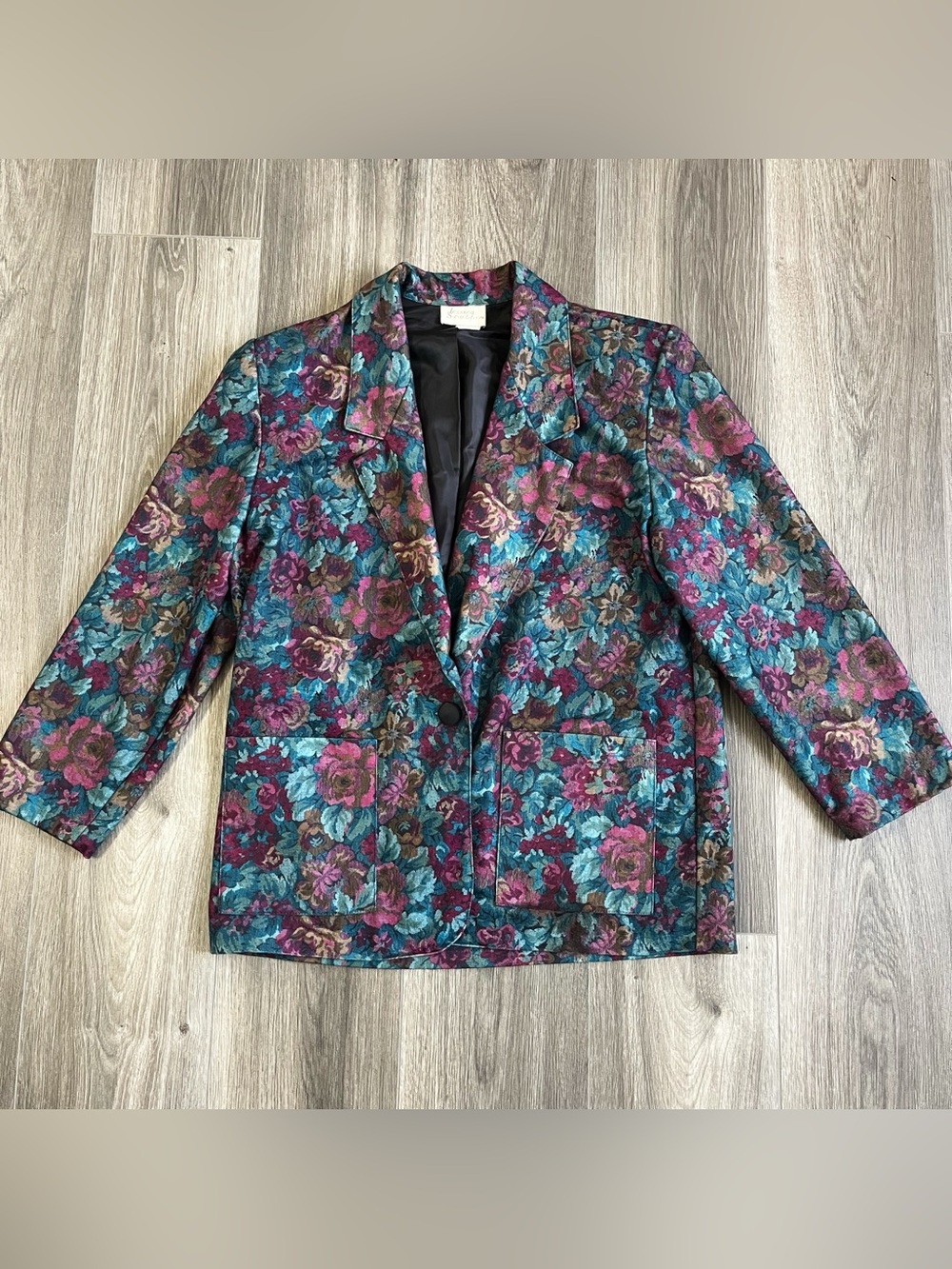 Vintage Jessica Scott Floral Tapestry Velvet Blazer Jacket Grannycore Cottage M